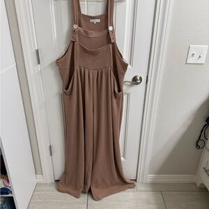 Tan Ribbed Overalls Jumper